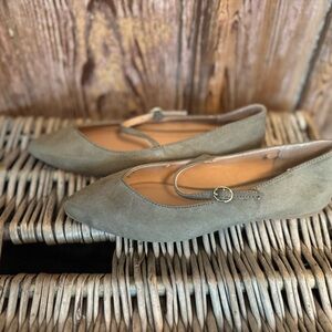 Women's Olive Suede Mary Jane Flats